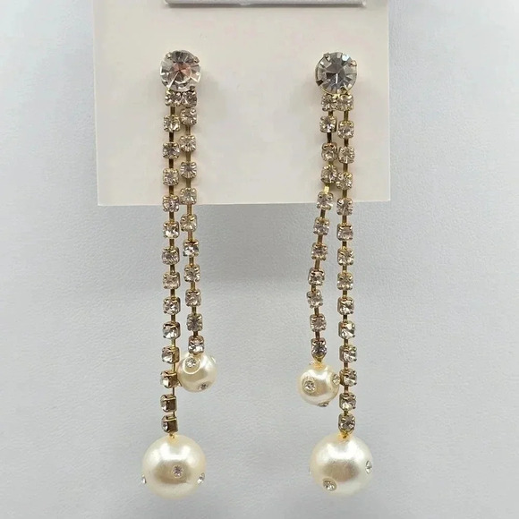 Rhinestone Silver Drop Gold Dangle Pearl Stud Boho Earrings Fashion Jewelry E52 - Picture 1 of 2